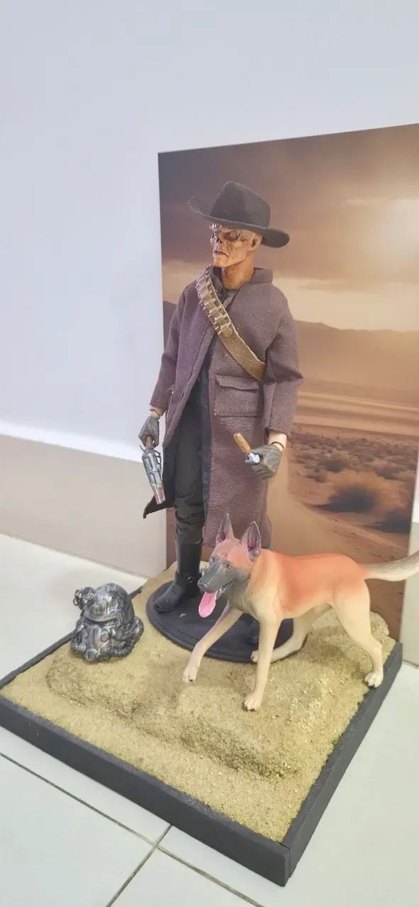 Ghoul fallout custom com diorama e cachorro, tipo hot toys, sideshow, Marvel,  - Foto 3
