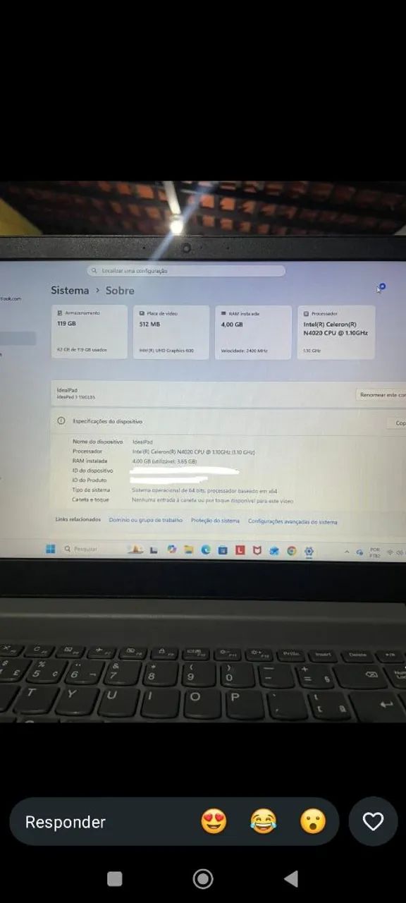 Vendo notebook Intel 