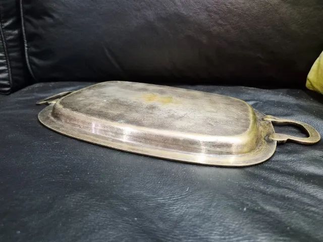 Bandeja Grande de Latão Vintage com Alças 40cm - Bandeja de Serviço Decorativa - Foto 3