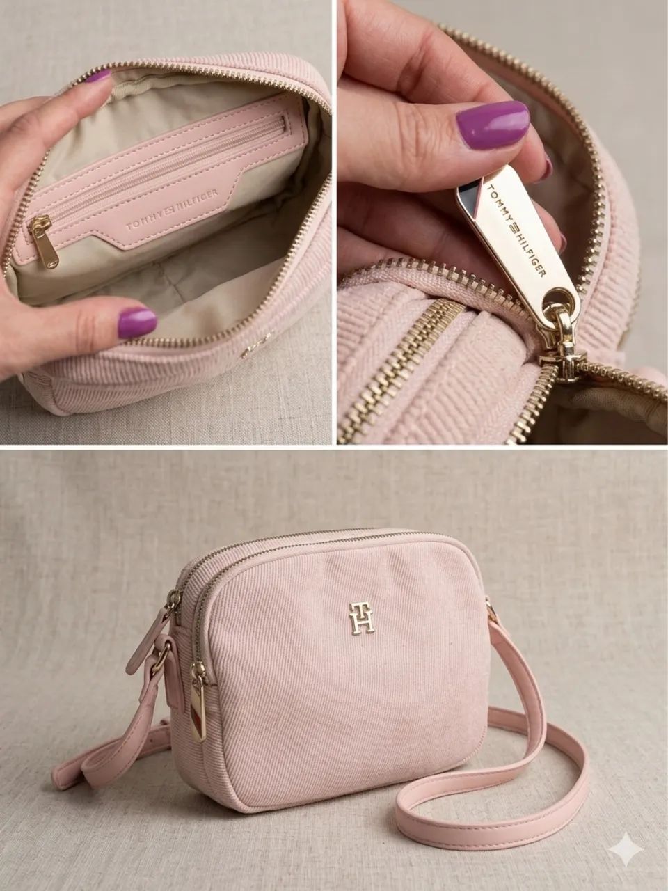 Bolsa Transversal Tommy Hilfiger alça ajustavel Rosa