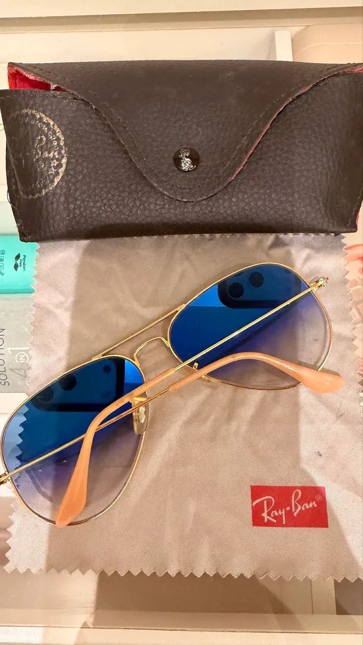 Óculos de Sol Ray-Ban Aviator Dourado - Foto 2