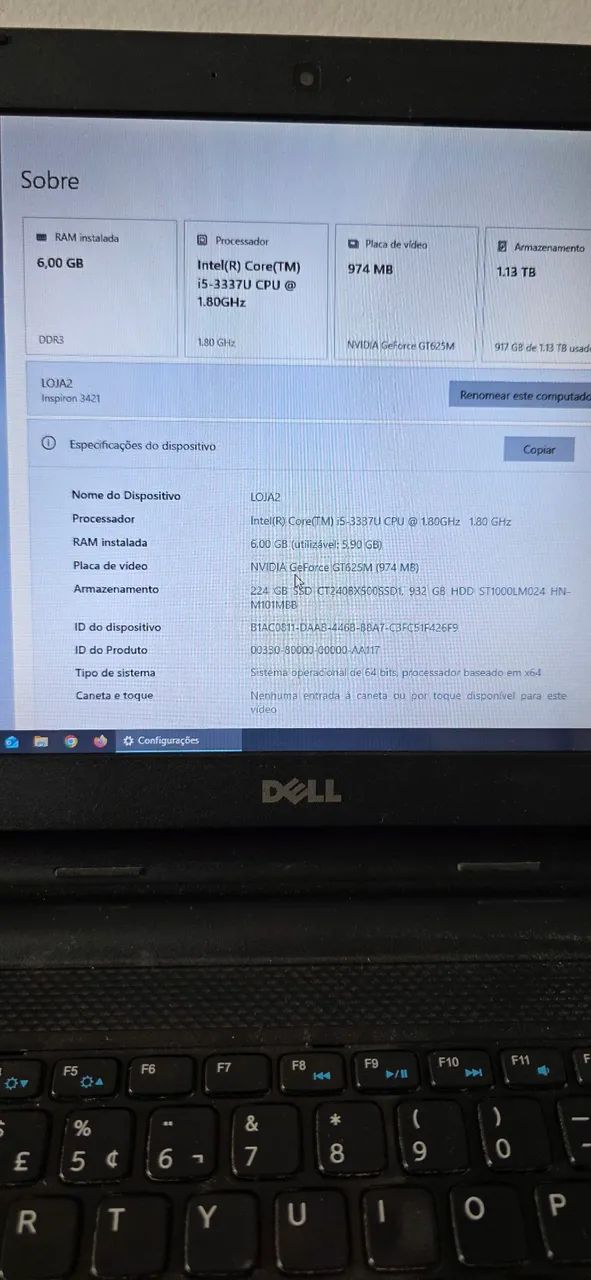 Notebook Dell i5 SSD 256 6GB RAM - Foto 2