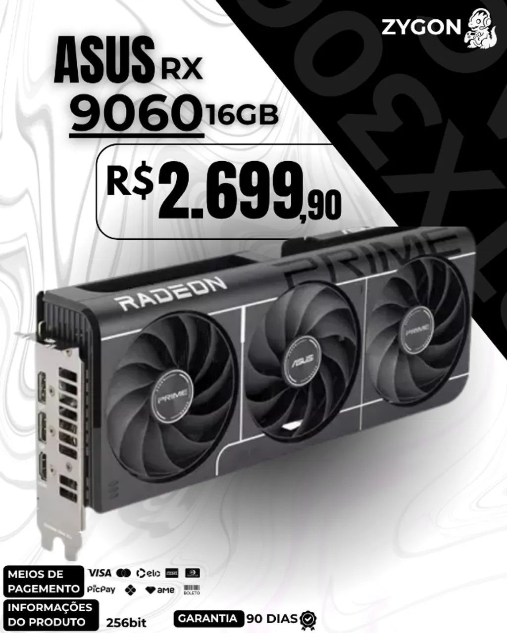 [S/ NOVO] Placa de Vídeo ASUS RX 9060 XT 8GB - Garantia 90 Dias