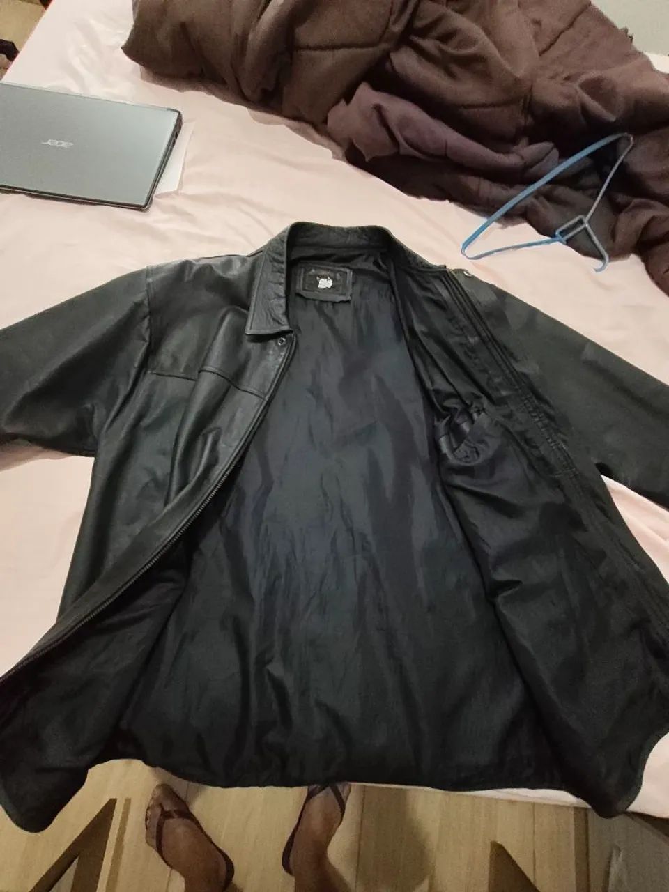 sobretudo couro legítimo preto g - Foto 2