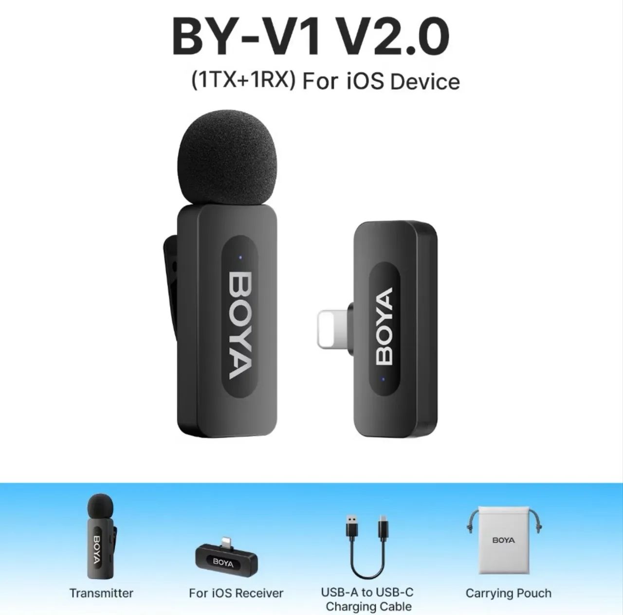 Microfone BOYA Sem Fio com cancelamento de ruído para celular BY-V1 for Lightning  - Foto 3
