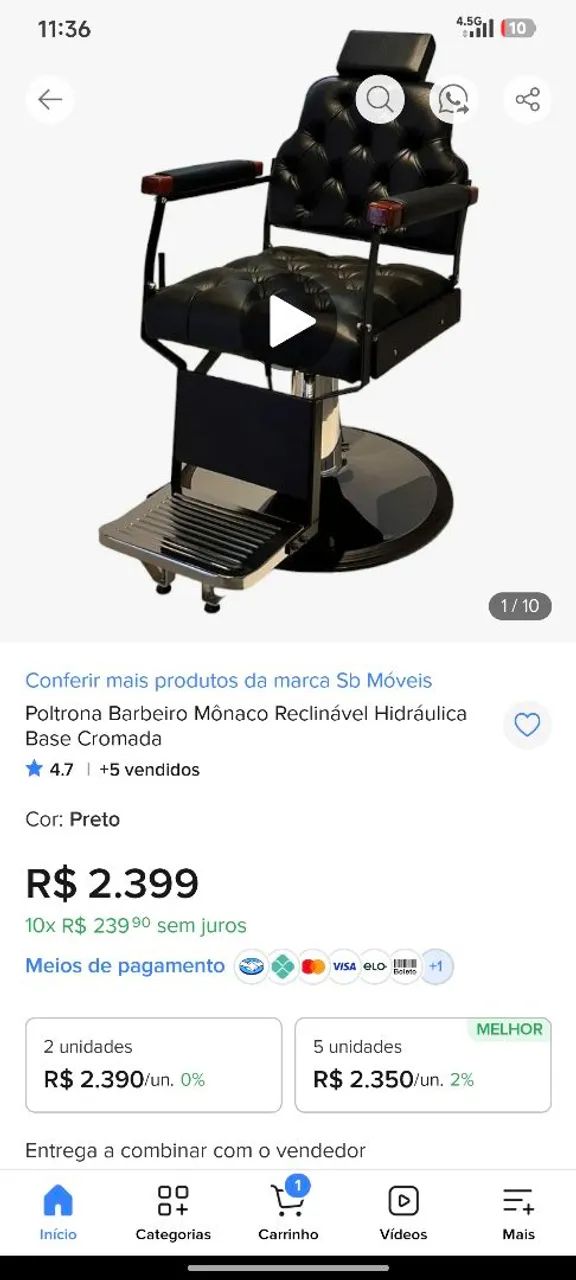 Cadeira de barbeiro praticamente nova - Foto 4