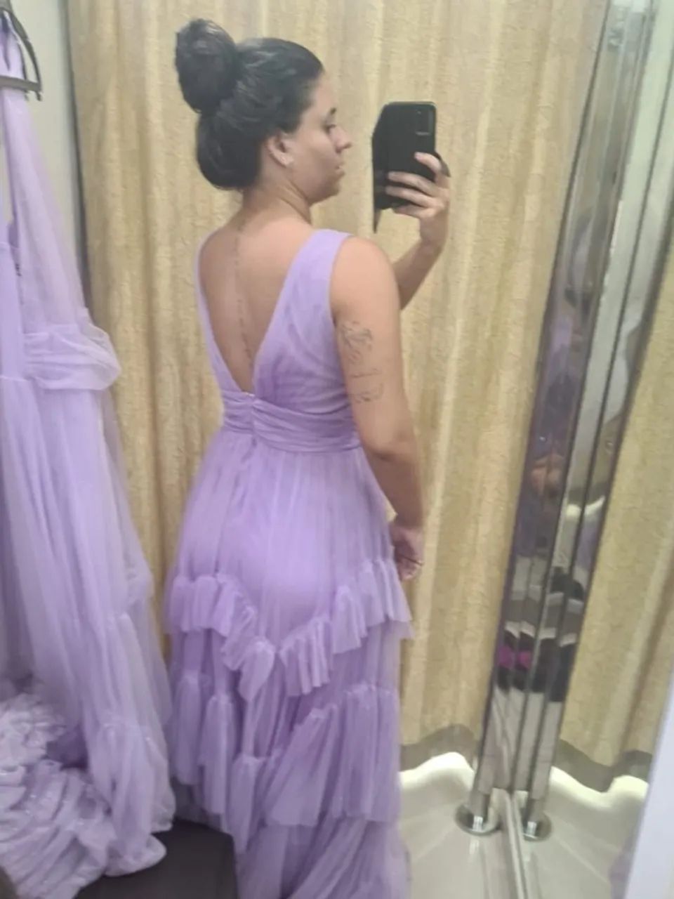 vestido longo lavanda com brilho - Foto 3