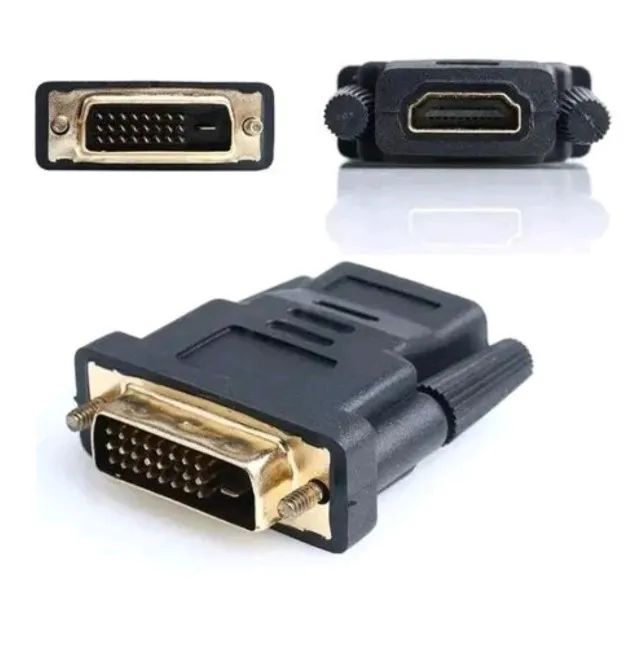 Adaptador de Vídeo DVI Macho 24+1 Pinos para Hdmi Fêmea