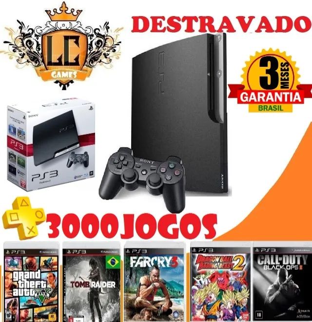 PS3 SLIM 500GB DESTRAVADO + 3000 JOGOS + O3 MESES GARANTIA I LOJA FISICA BH