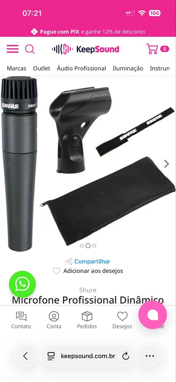 Microfone Profissional Dinâmico Sm 57 Lc - Shure - Foto 2
