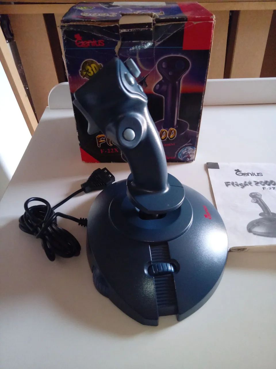 Joystick Manche Genius Flight 2000 F-22x Retrô Com Caixa e Manual - Foto 3