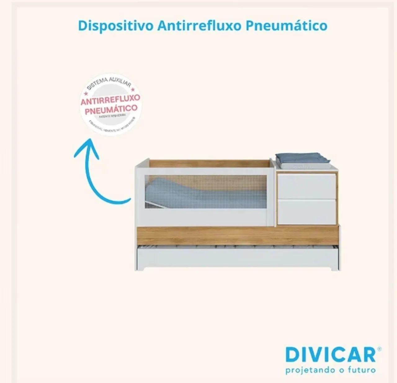Berço Cômoda Multifuncional Com Anti Refluxo Coleção Sol e Mar - Foto 3