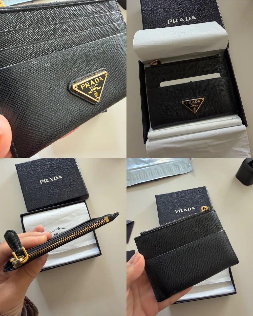 Porta-cartões Prada Saffiano preto com caixa e certificado - Foto 2
