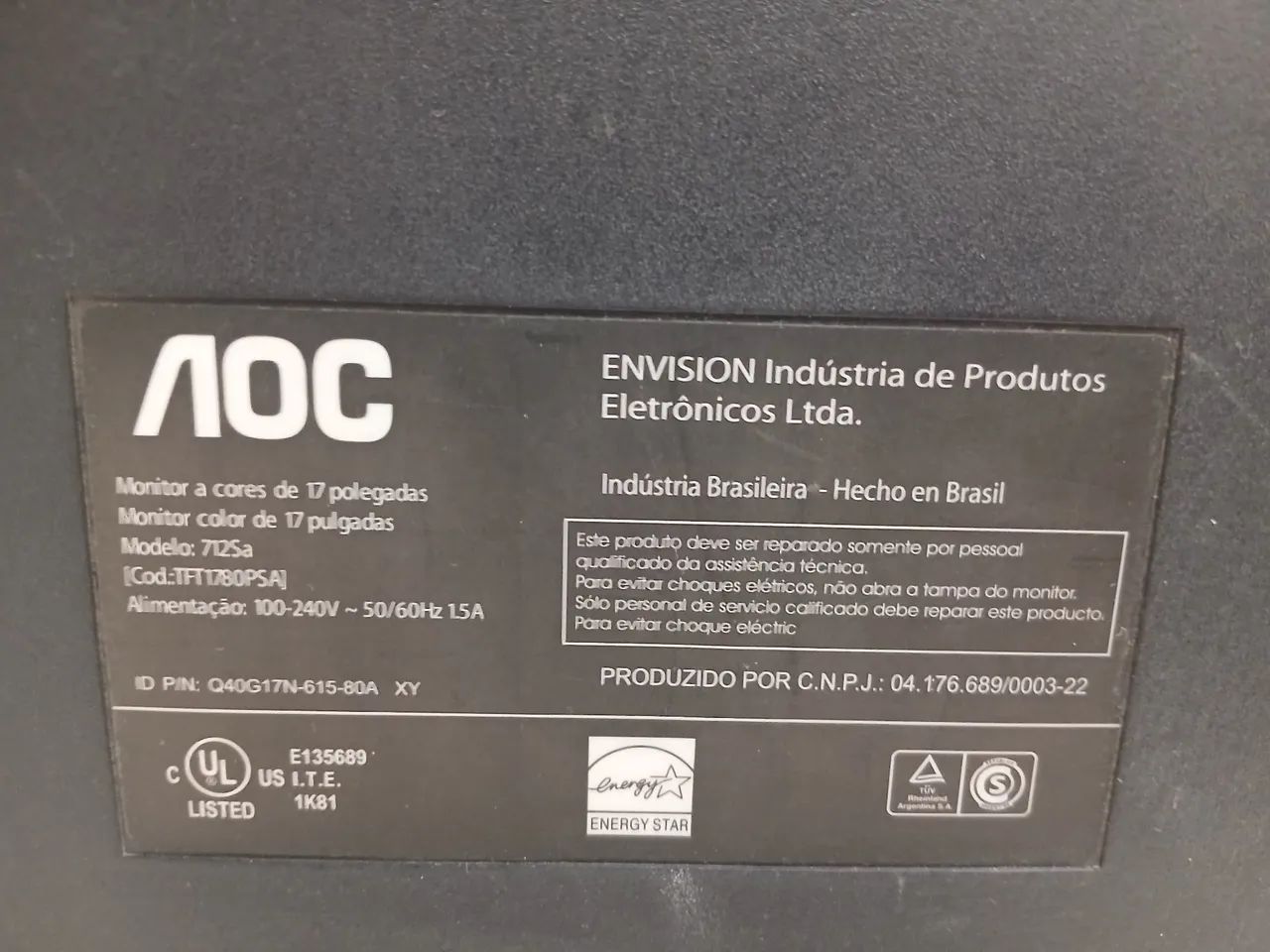 Monitor AOC 17 pulgadas.  - Foto 3