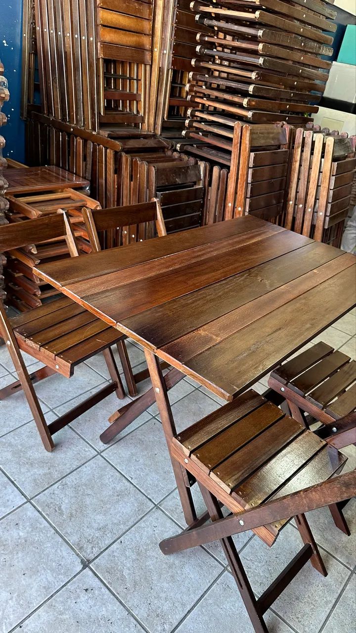Kit de mesa dobrável com cadeiras madeira ipê nobre  - Foto 5