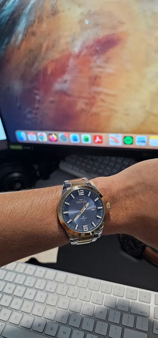 Relógio Technos 2022 - Prata e dourado - Visor Azul - Foto 4