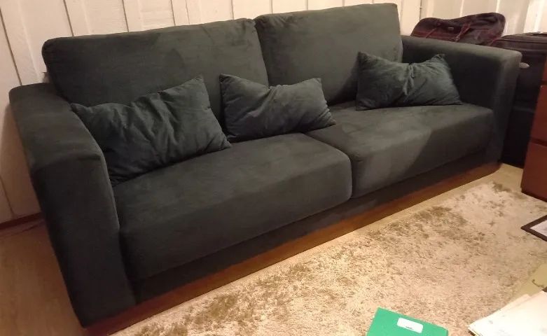 Sofá 3 lugares verde Suede65578332673283120
