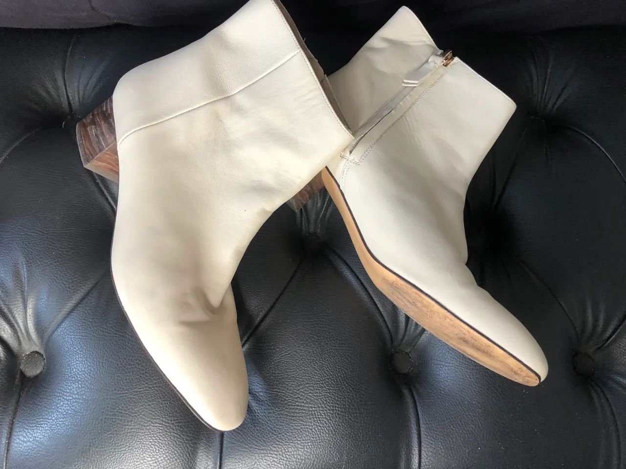 Bota cano médio off white Massimo Dutti - Foto 4