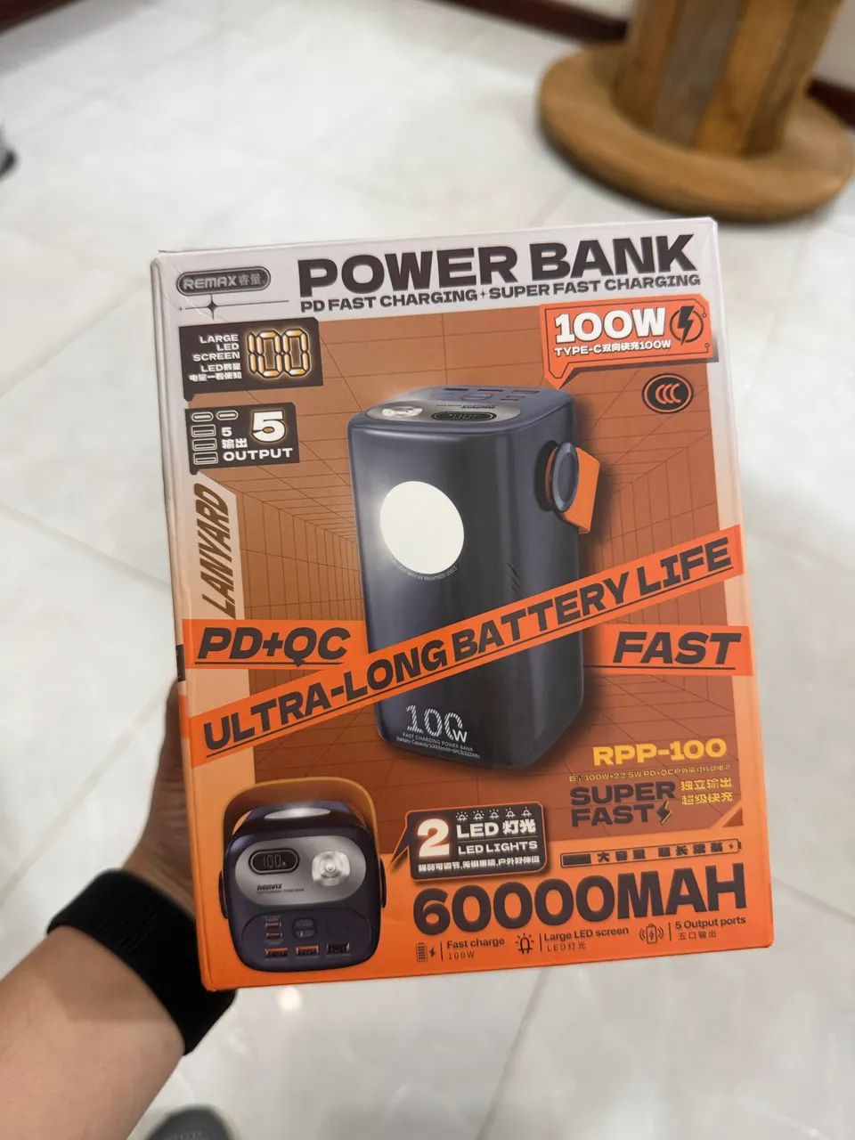Power Bank Remax RPP-100 60000mAh 100W - Foto 3