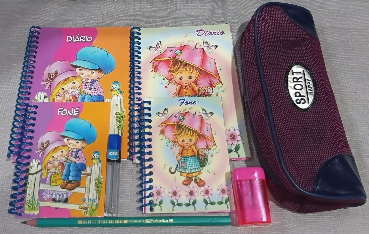 4-Piece Stationery Set: Notepads, Pencils, Pencil Sharpener, Lead Refills, and Pencil Case.