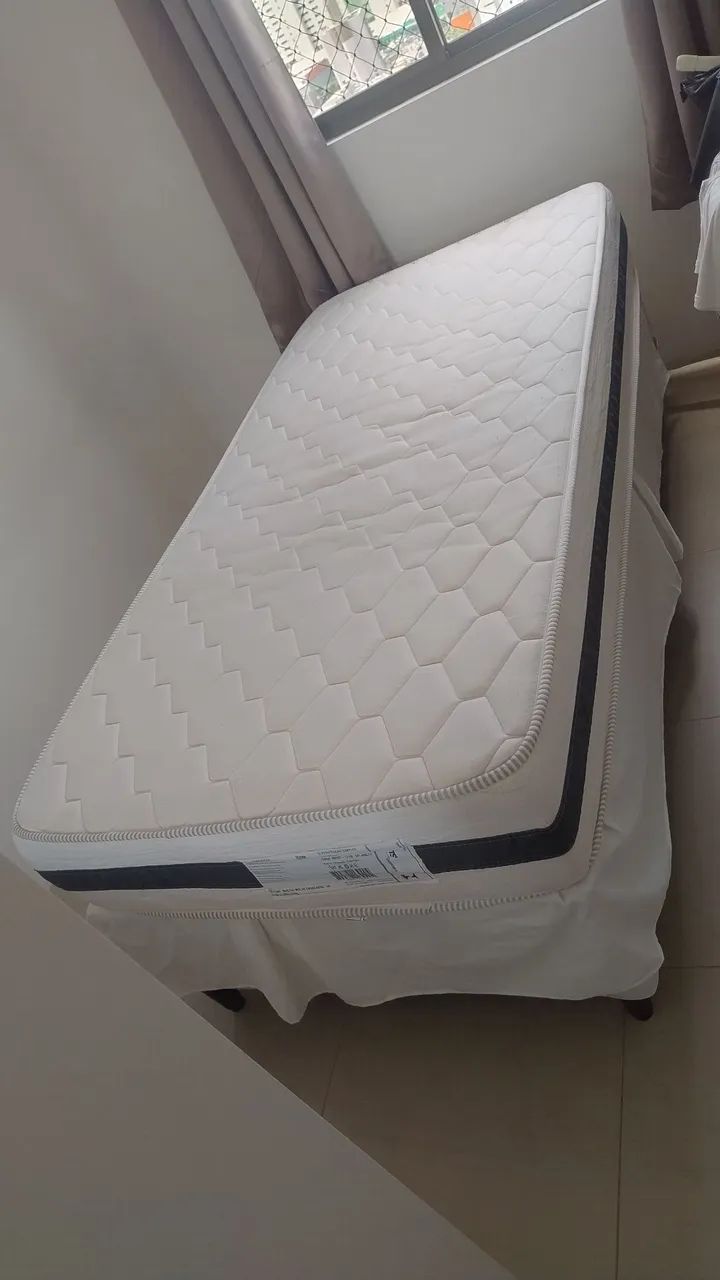 Colchão mola ensaca + base solteiro 