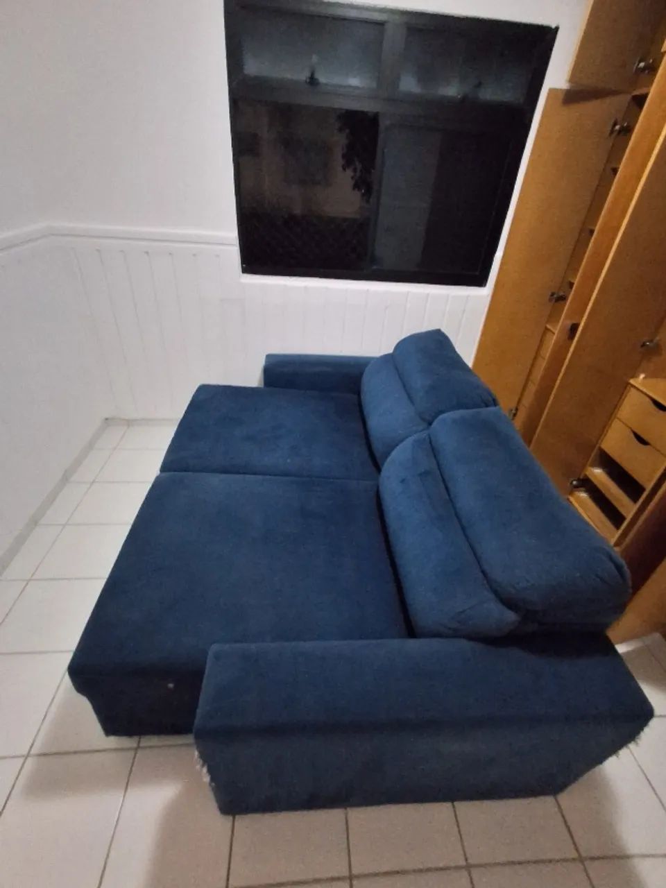 SOFÁ-CAMA reclinável / extens ível azul marinho - Foto 2
