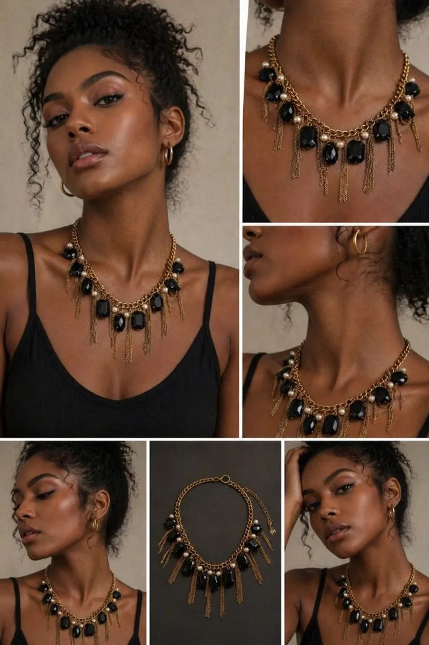 Colar feminino modelo pedras