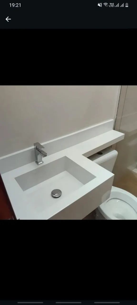 Pia em porcelanato 60x40 com extensão de 60x15