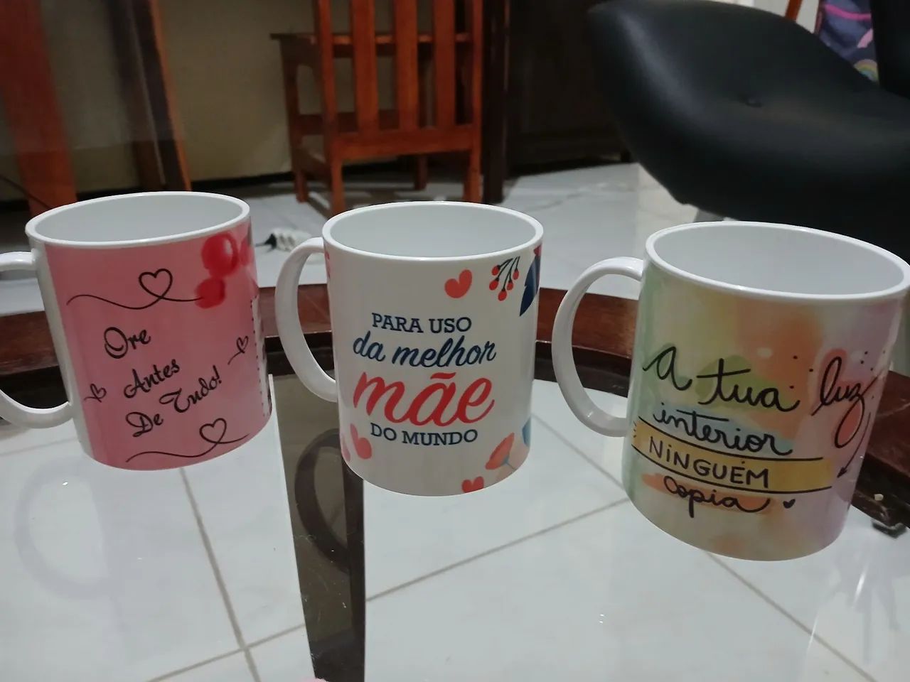 Canecas de cerâmica personalizada foto e mensagem vai com a caixinha de coração grátis  - Foto 3
