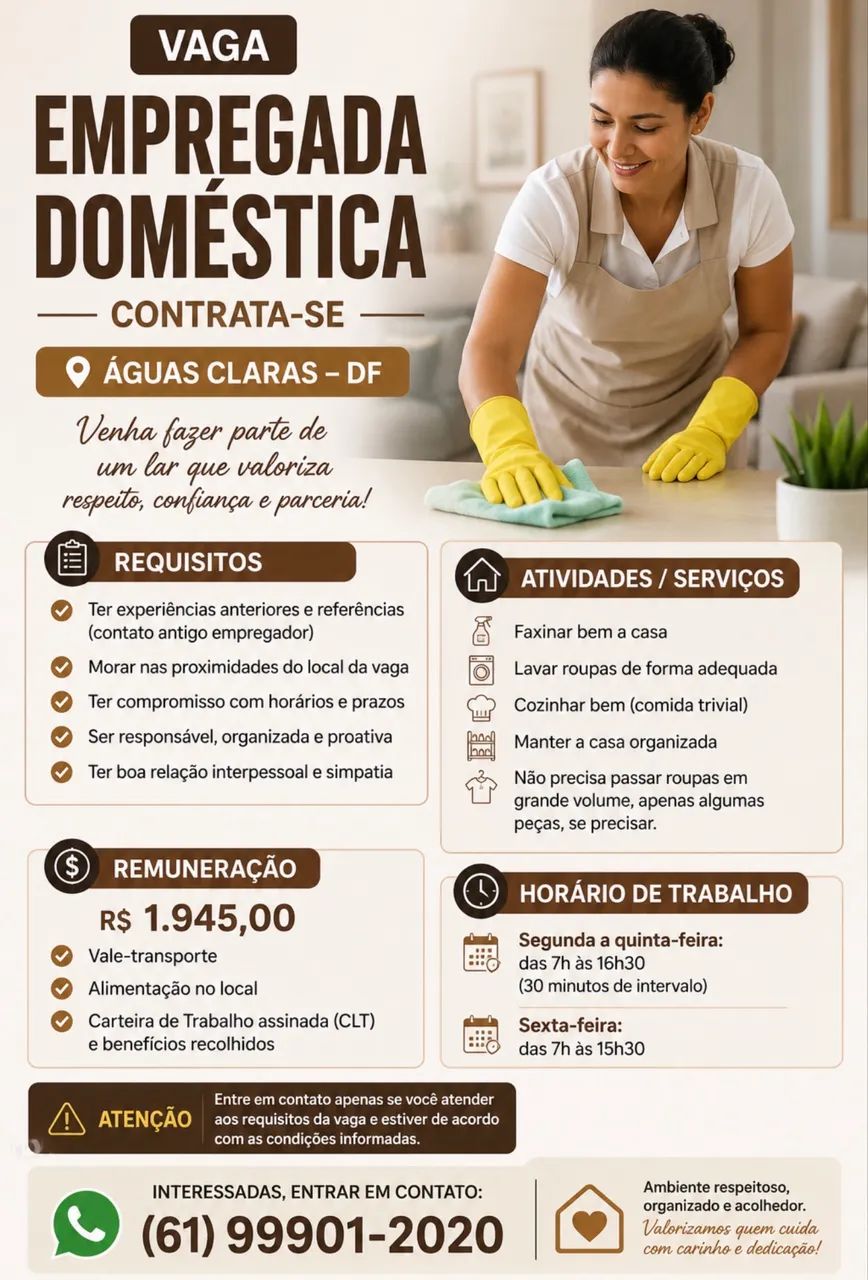 Vaga de Emprego - Doméstica