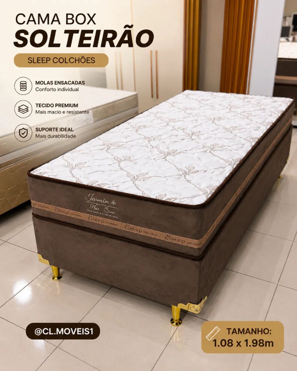 Cama box solteirão jasmim plus 