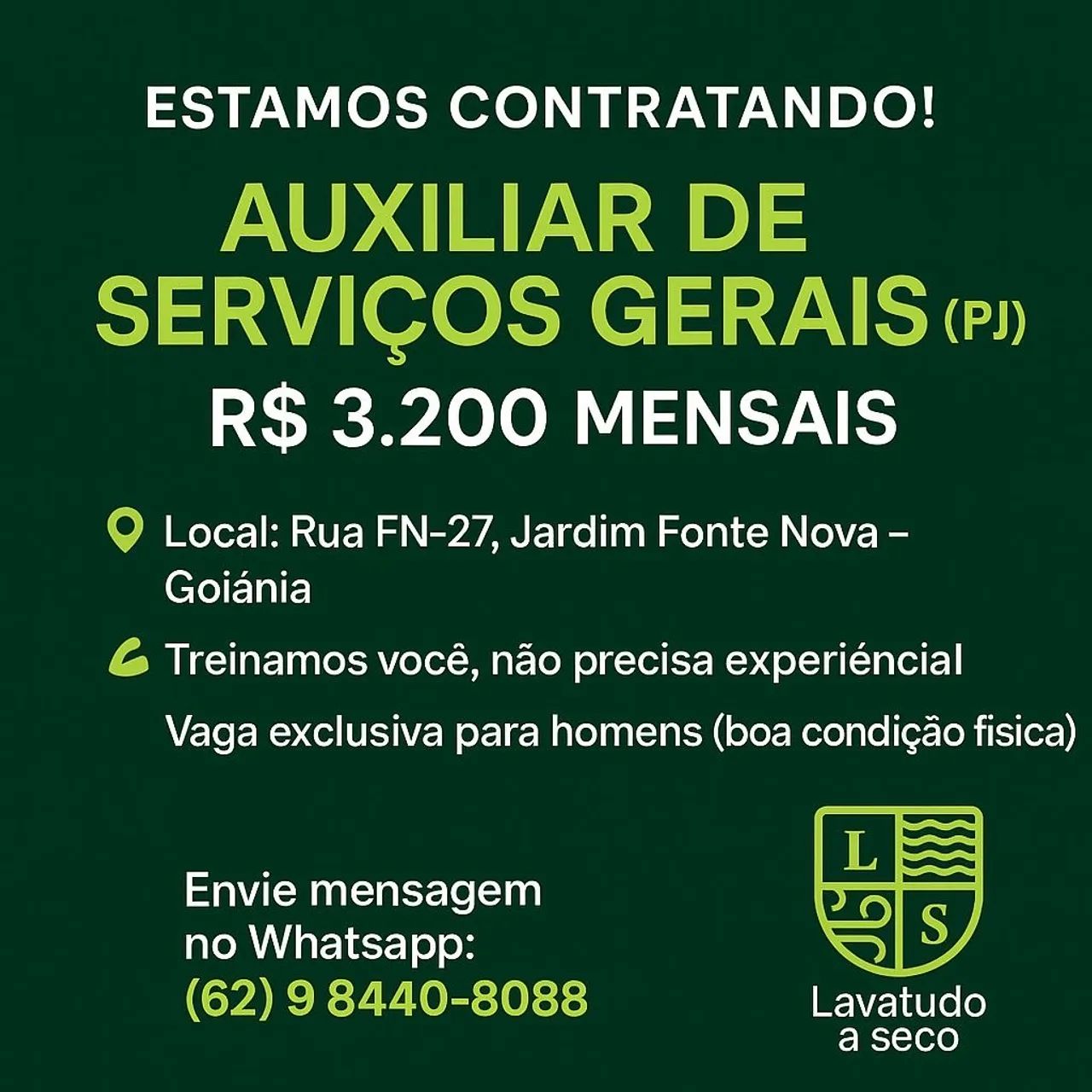Auxiliar de Serviços Gerais (PJ)