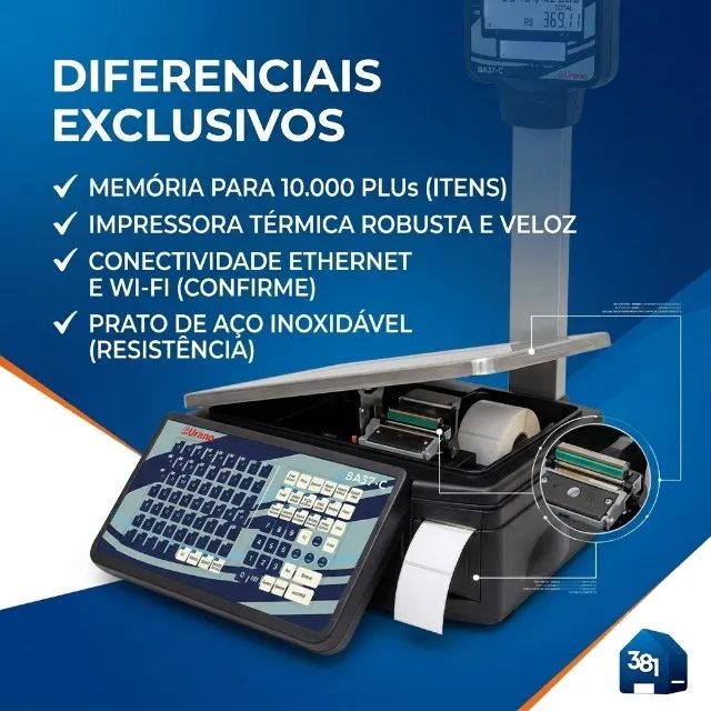 Balança Urano BA37 31kg com Impressora de Etiquetas - Nova - Foto 4
