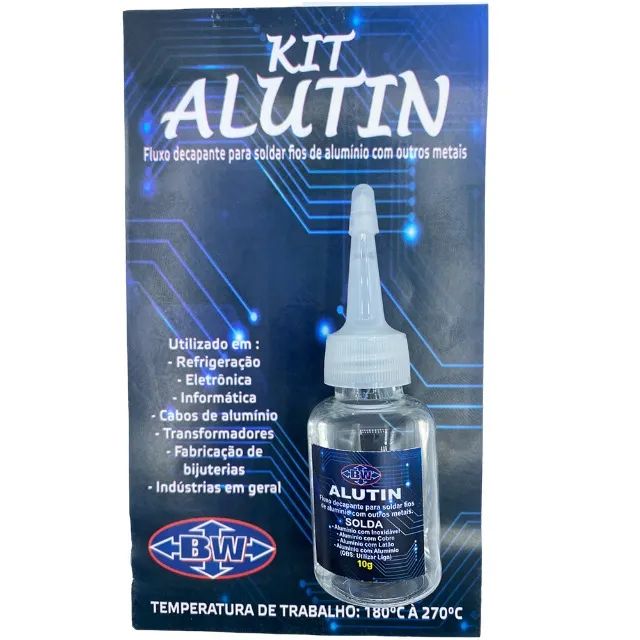 Kit Solda /fluxo Une Alumínio C/ Todos Os Metais Alutin Brasweld