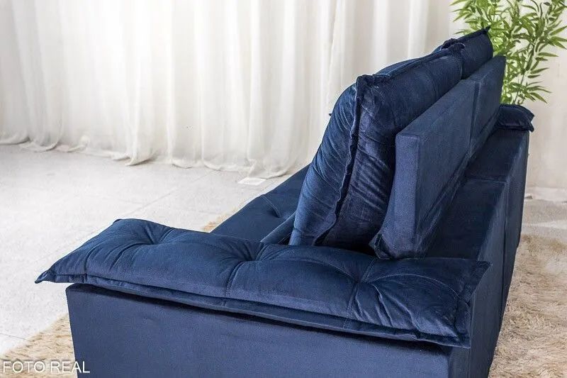 Sofá retrátil e reclinavel D33 17 cm 2 metros em veludo  - Foto 3