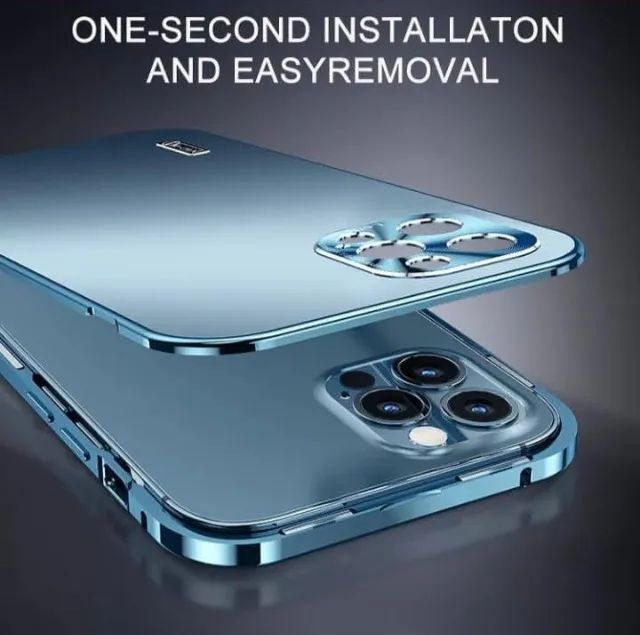 Capa Iphone 14 Pro Max Alumínio Premium Conexão magnética Full Câmera Lens Protective - Foto 3