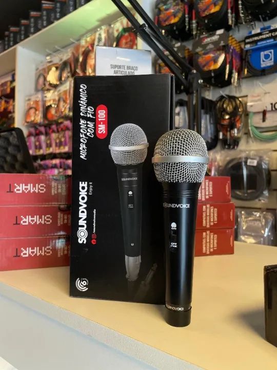 Microfone Dinâmico Com Fio Soundvoice SM-100