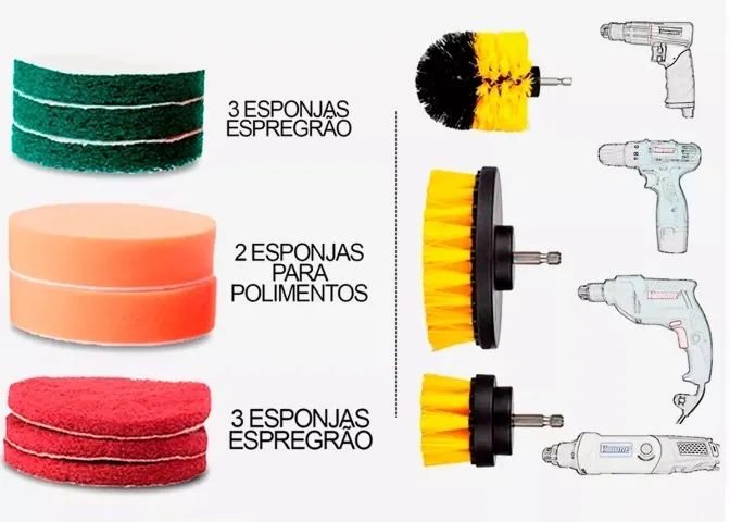 Kit 14 Escovas Limpeza Pesada com extensor para Azulejo Rejunte Pia Box Sofá Pneus Tapetes - Foto 3