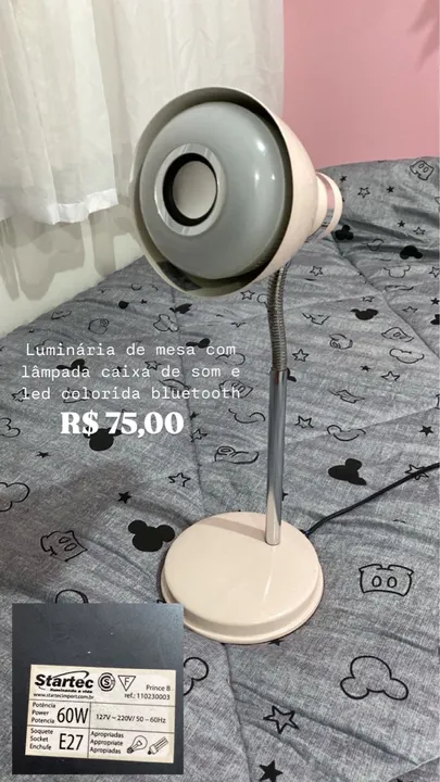 Luminária com caixa de som