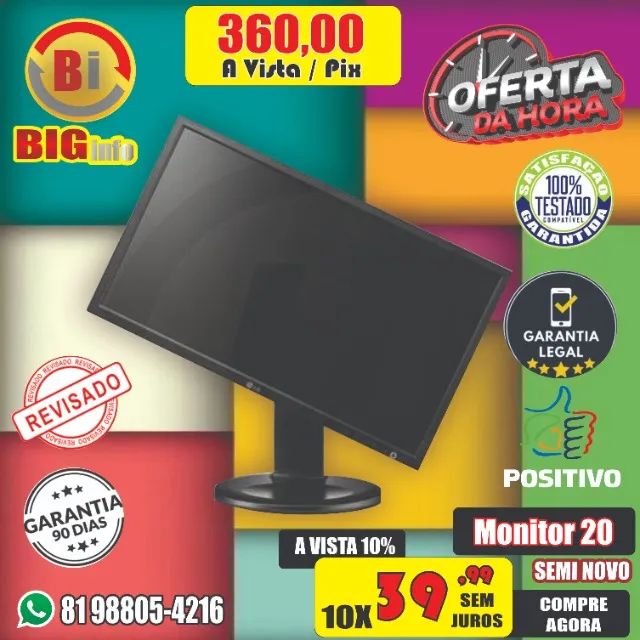 Monitor LED Positivo  Base Giratoria - Garantia - Centro do Recife 