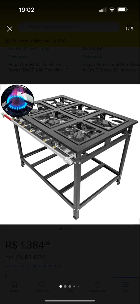 Fogão Profissional Alta Pressão 6 Bocas Cozinha Industrial