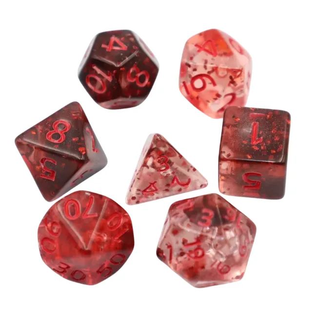 KIT 7 DADOS PARA RPG TRANSLUCIDO COM DETALHES EM VERMELHO - Foto 2