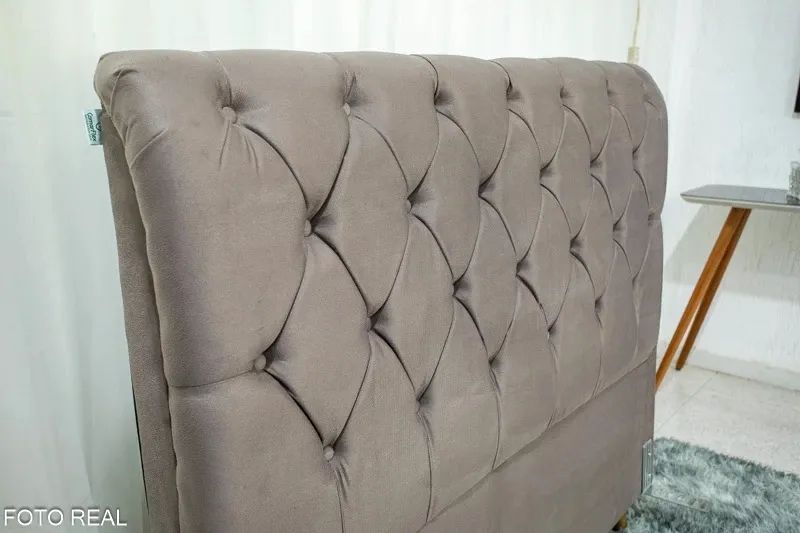 Cabeceira Casal Elegance Suede Capuccino rf54 - Foto 2