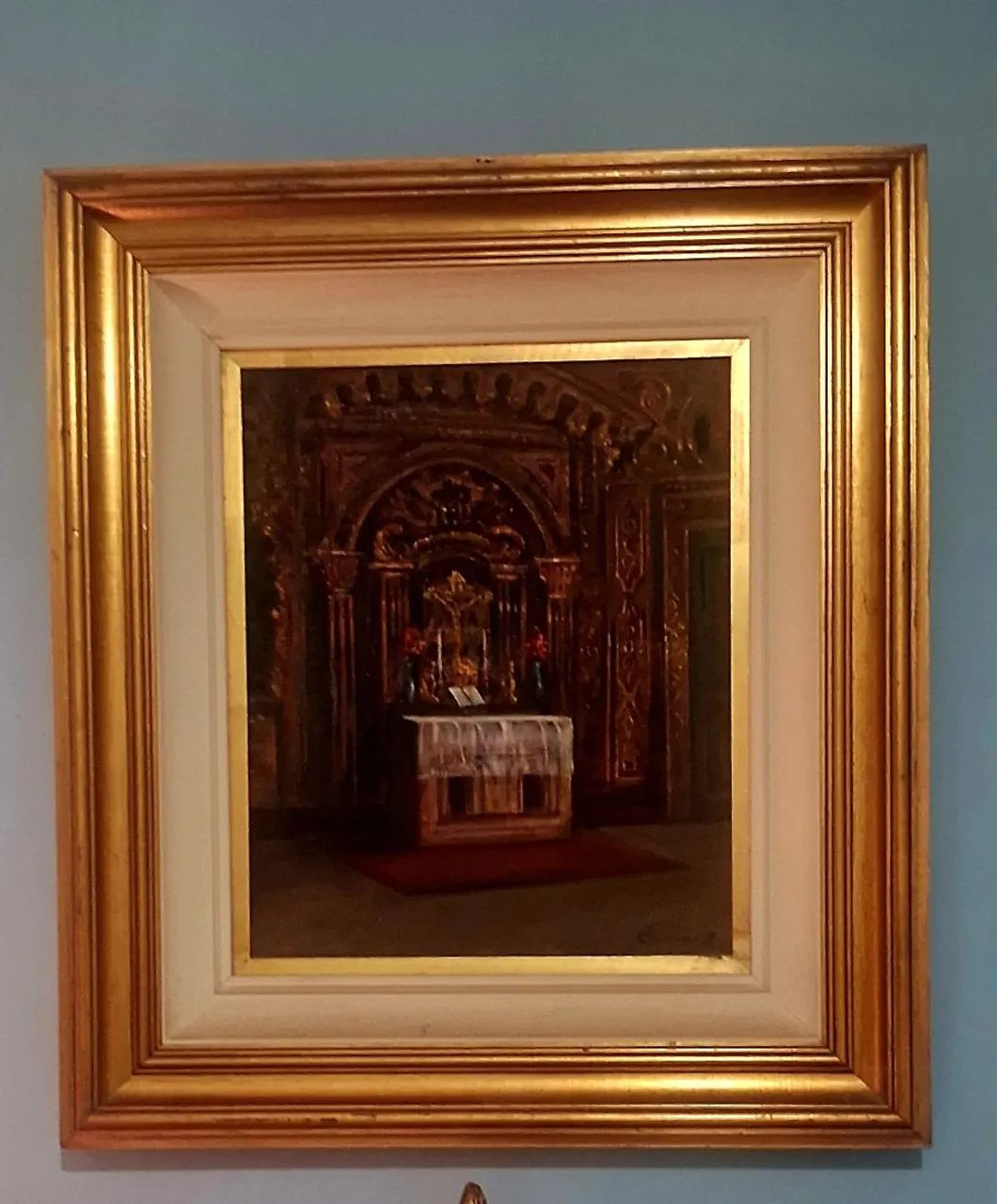 QUADRO RELIGIOSO, PINTURA ÓLEO E PIGMENTO ALTAR IGREJA NOSSA Sra DO CARMO,  Bahia. - Foto 5