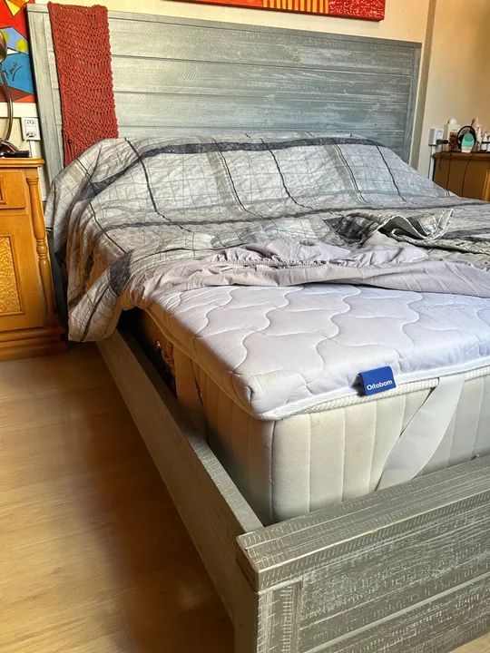 Cama de Casal KING Size com Cabeceira em Madeira - Foto 6