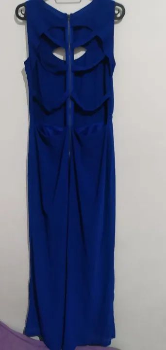 Macacão Longo Azul com Decote nas Costas - Foto 2