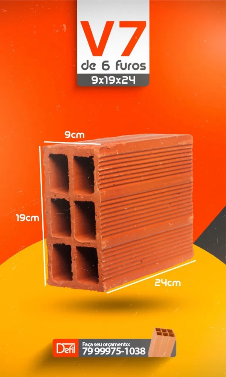 Bloco de 6 furos V7 - 9x19x24