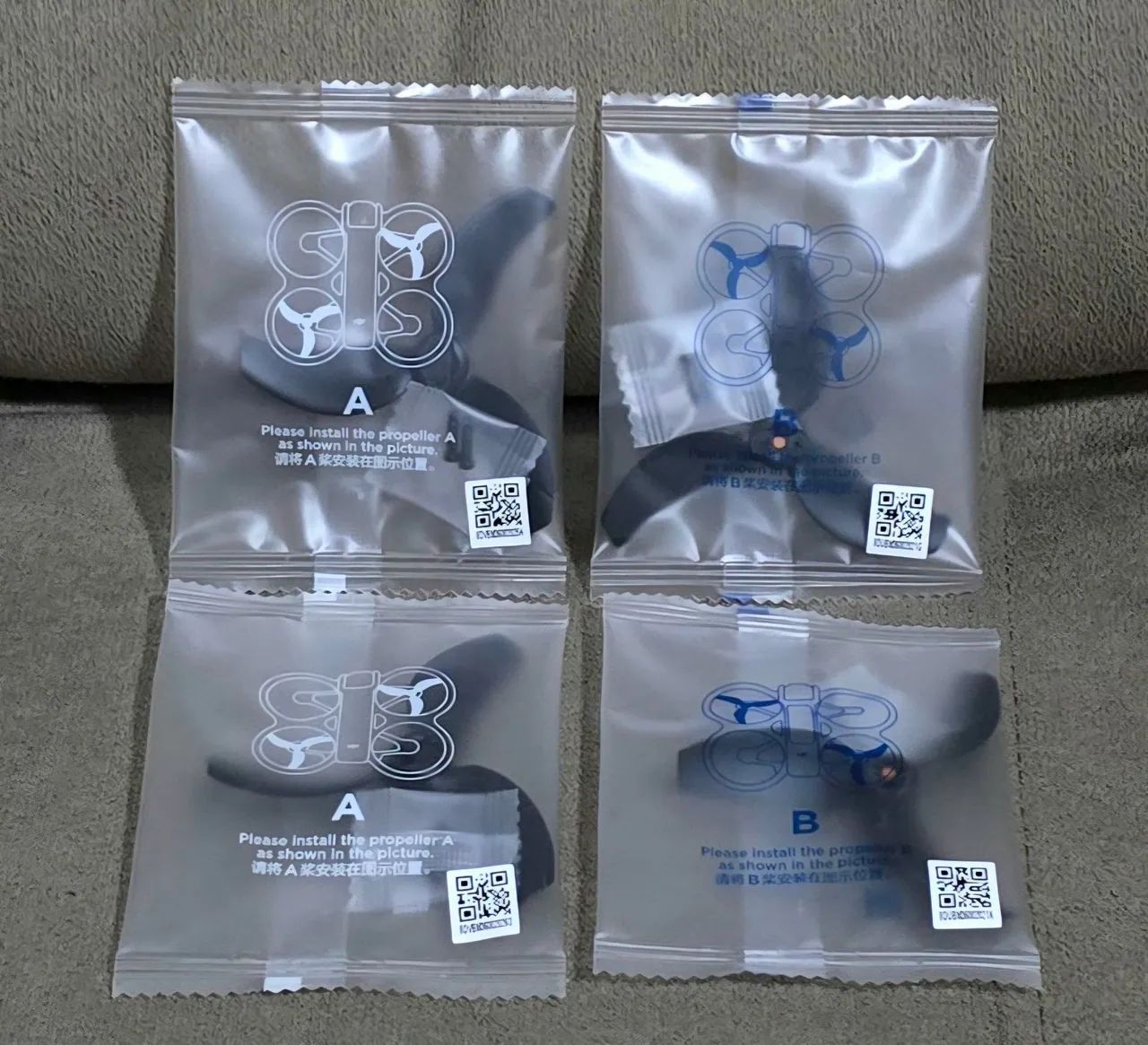 KIT COMPLETO DE HÉLICES ORIGINAIS PARA O DRONE DJI AVATA 2 TIRADO DE UM AVATA 2 LACRADO