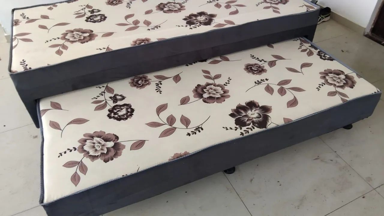 Cama Box Casal com Cama Auxiliar Floral