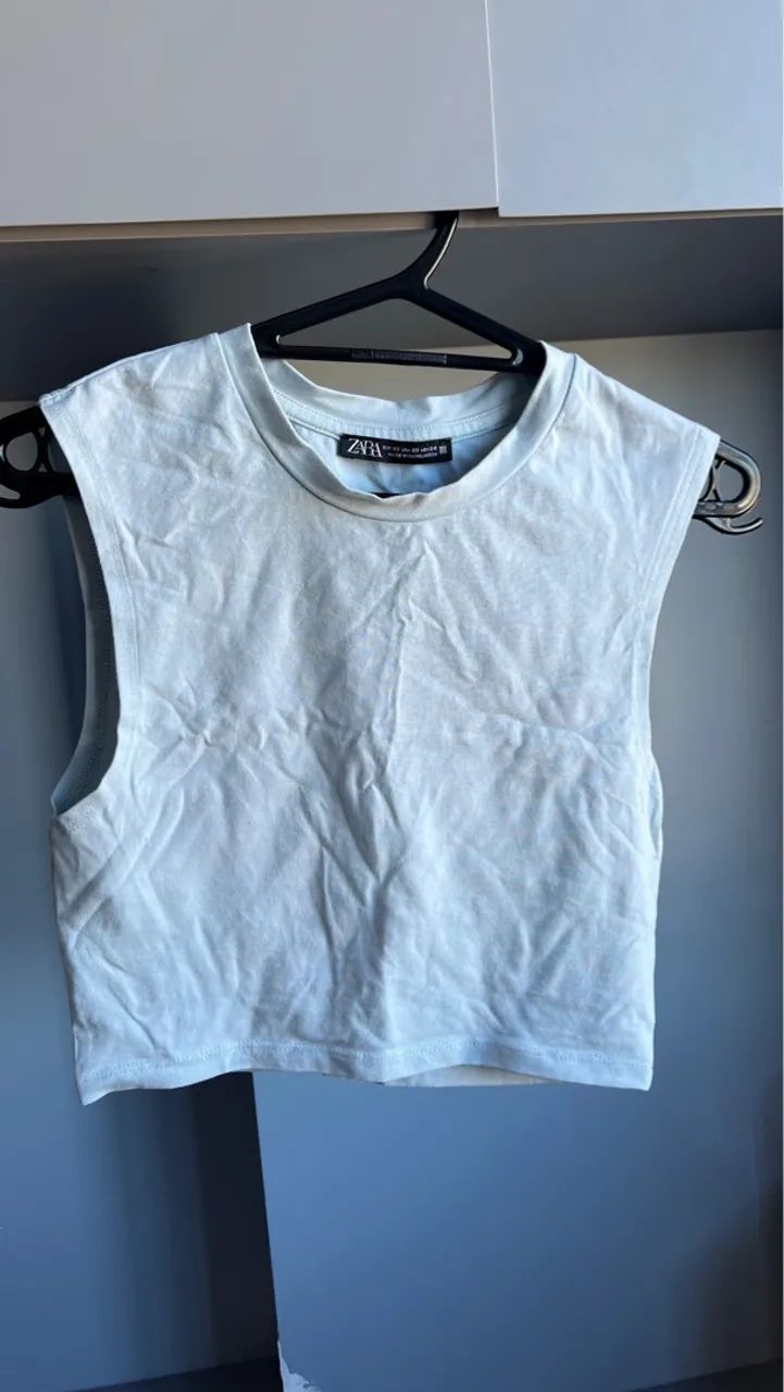 Cropped blusa zara azul